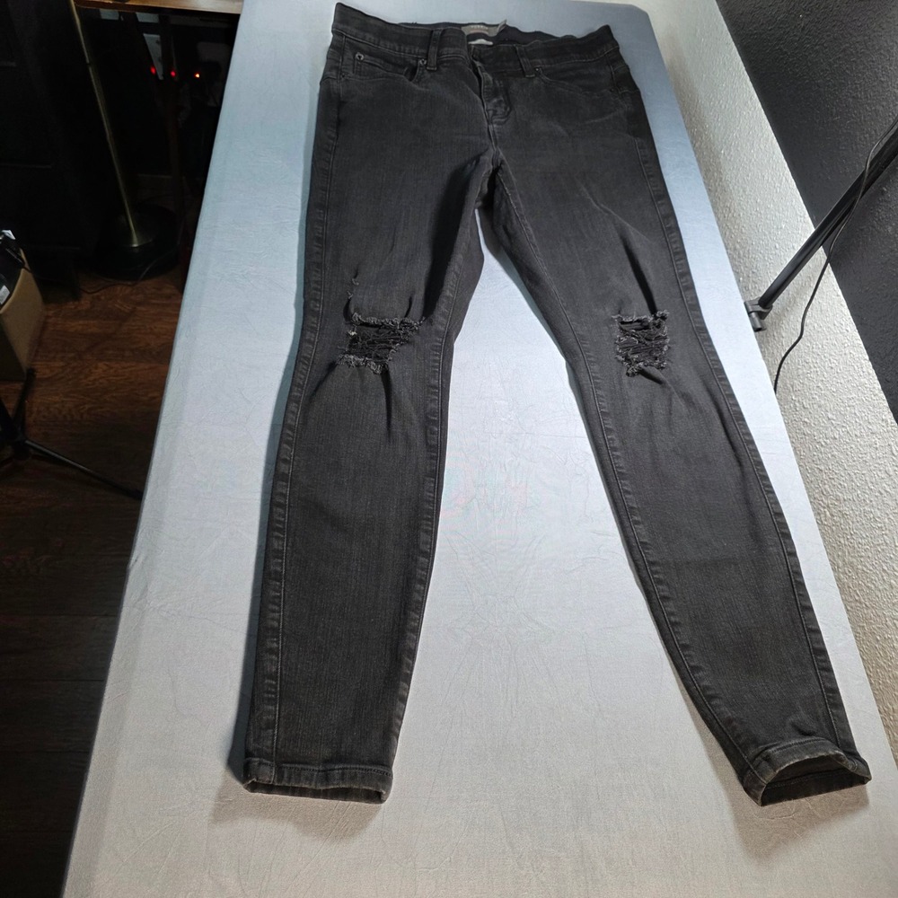 Torrid Bombshell Skinny Jeans Womens 14T Black Distressed‎ Premium Stretch Tall
